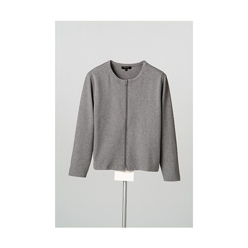 綿混ダブルジップカーディガン グレー L