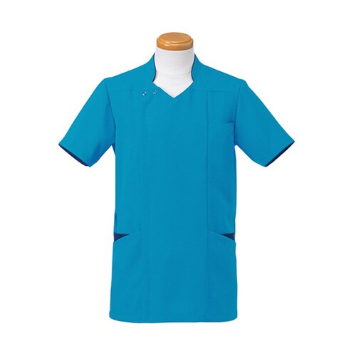 半袖スクラブジャケット(メンズ) ターコイズ L