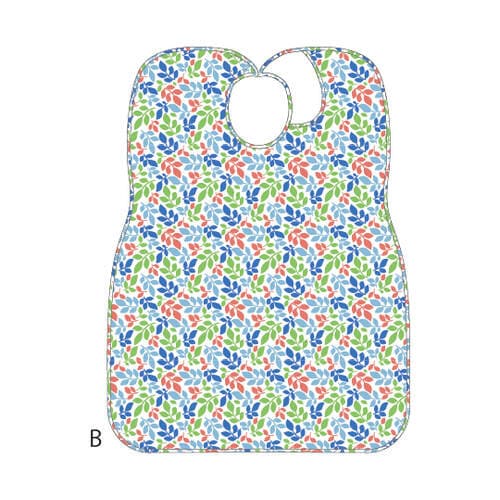 大人用食事エプロン リーフ柄 ブルー