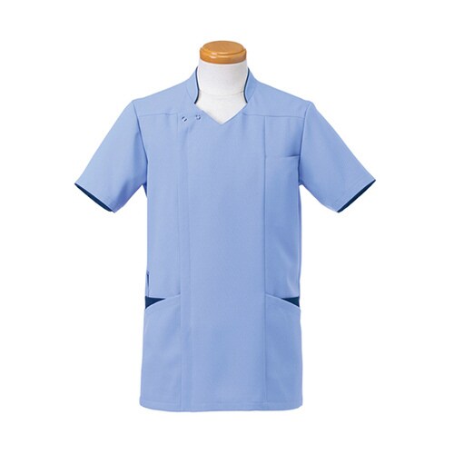 メンズ半袖スクラブジャケットMミディアムブルー