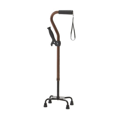 グリップ付4点支柱杖 ブラウン