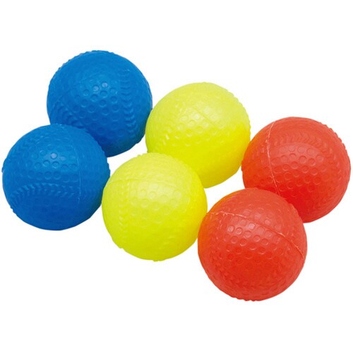 カラー野球ボール 6個組(青、赤、黄各2ヶ)