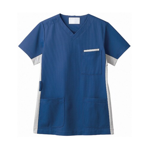 スクラブ 兼用 半袖 ダークブルー/グレー LL