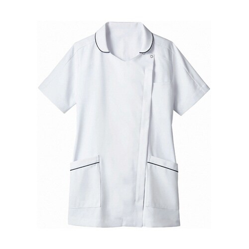 ナースジャケット 半袖 白/ネイビー L