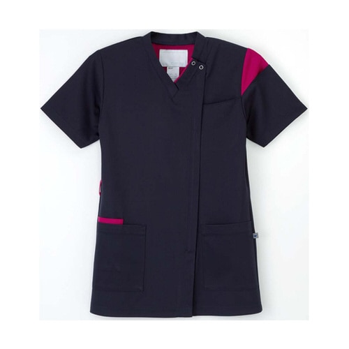 男女兼用スクラブ ネイビー+ピンク L