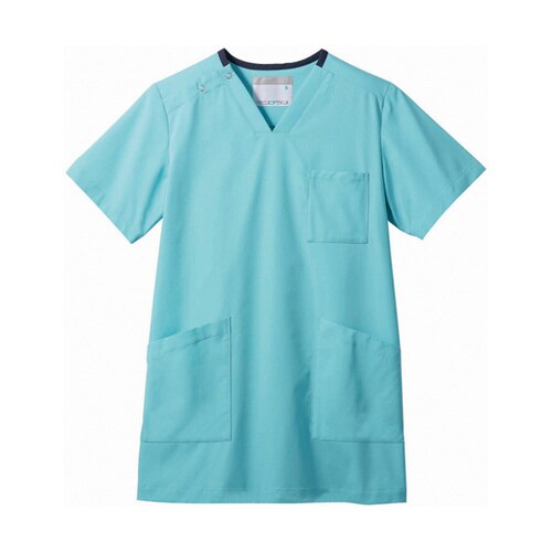 スクラブ 兼用 半袖 Mターコイズ/ネイビー M