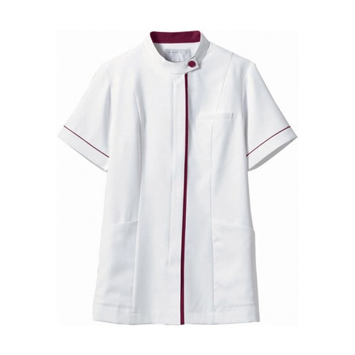 ジャケット レディス 半袖 白/ワイン 3L