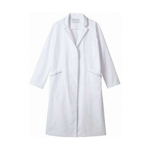 ドクターコート レディス長袖 白/グレー 3L