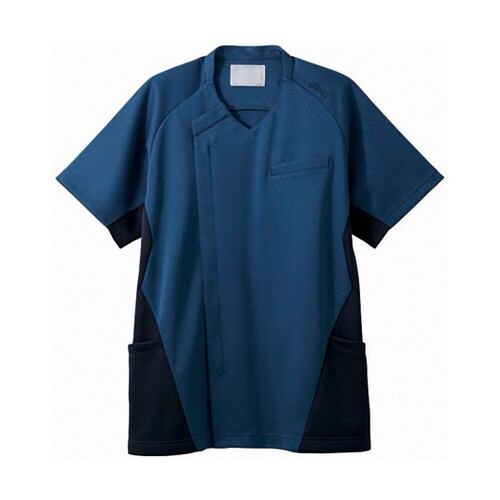 スクラブ メンズ 半袖 ブルー×ネイビー LL