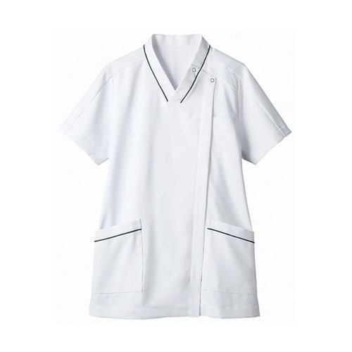 スクラブ レディス 半袖 白/ネイビー LL