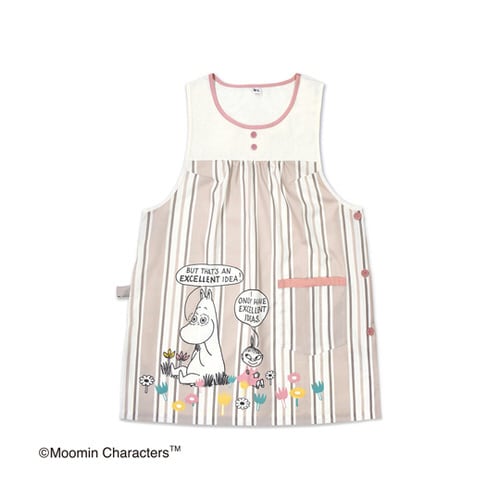 ムーミンエプロン マルチストライプ グレージュ