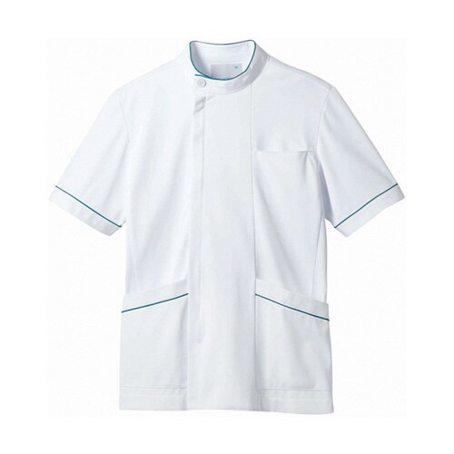 ジャケット メンズ 半袖 白/ターコイズ M