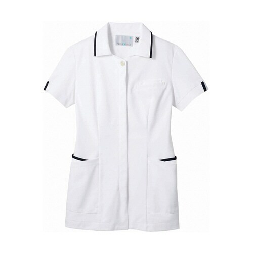 ナースジャケット 半袖 白/ネイビー L