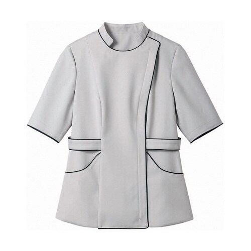 ナースジャケット レディス半袖ライトグ レー M