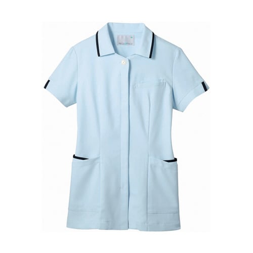 ナースジャケット 半袖 サックス/ネイビー M