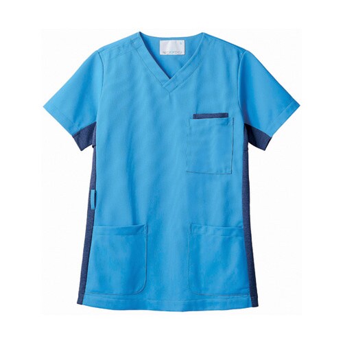 スクラブ 兼用 半袖 コバルトブルー/ネイビー L