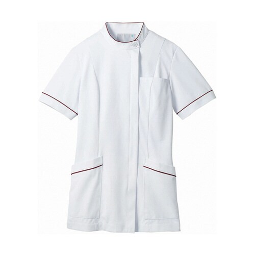 ジャケット レディス 半袖 白/ワイン 3L