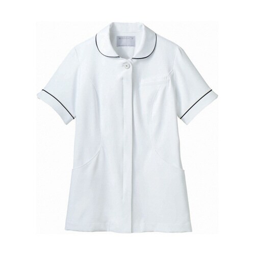 ナースジャケット 半袖 白/ゴールド&ネイビー S