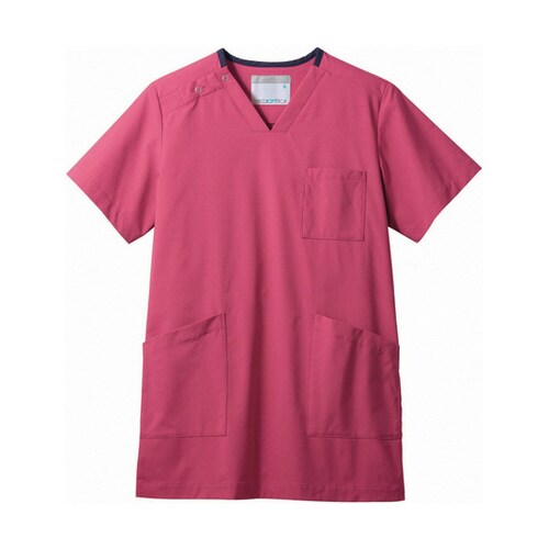 スクラブ 兼用 半袖 Mバーガンディ/ネイビー L