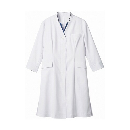 ドクターコートレディス7分袖 白/ネイビー LL
