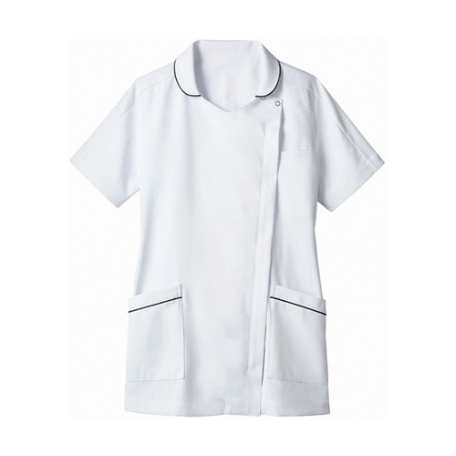 ナースジャケット 半袖 白/ネイビー 3L