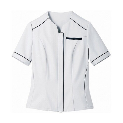 ナースジャケット レディス 半袖 ホワイト LL