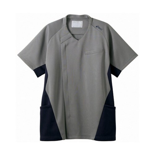 スクラブ メンズ 半袖 グレー×ネイビー M