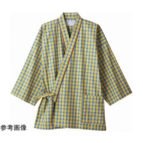 患者衣 兼用 8分袖 ブルー/イエロー L