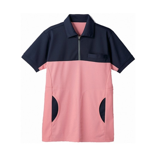 ポロシャツ 兼用 半袖 ネイビー/ピンク SS