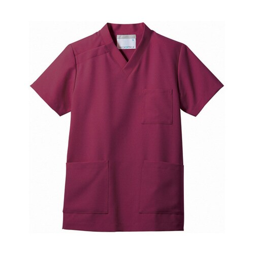 スクラブ 兼用 半袖 ワイン LL