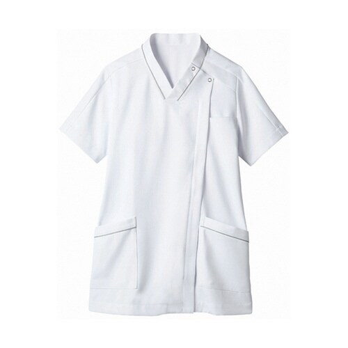 スクラブ レディス 半袖 白/グレー 3L