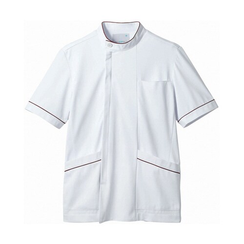 ジャケット メンズ 半袖 白/ワイン 3L