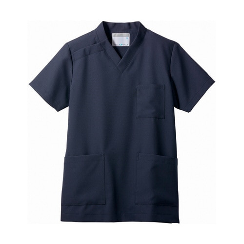 スクラブ 兼用 半袖 Mネイビー L