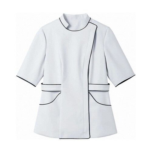 ナースジャケット レディス 半袖 ホワイト LL