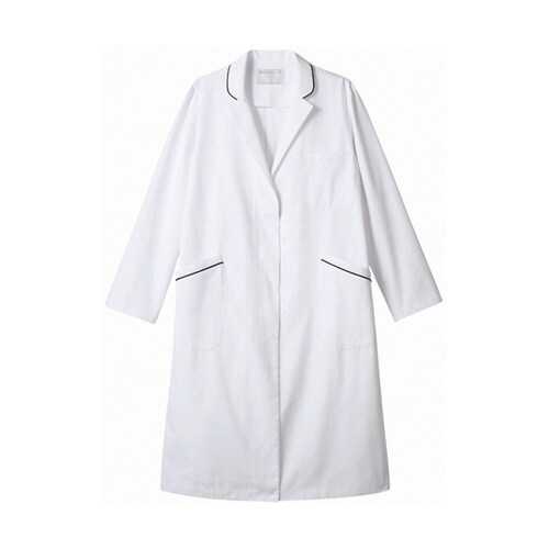 ドクターコート レディス長袖 白/ネイビー 3L
