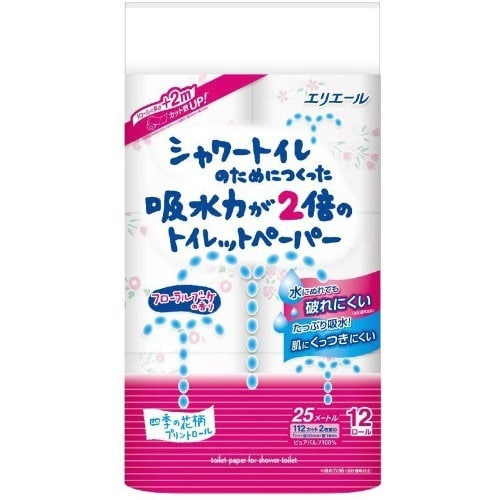 シャワー吸水力が2倍のトイレットフラワー12R×6