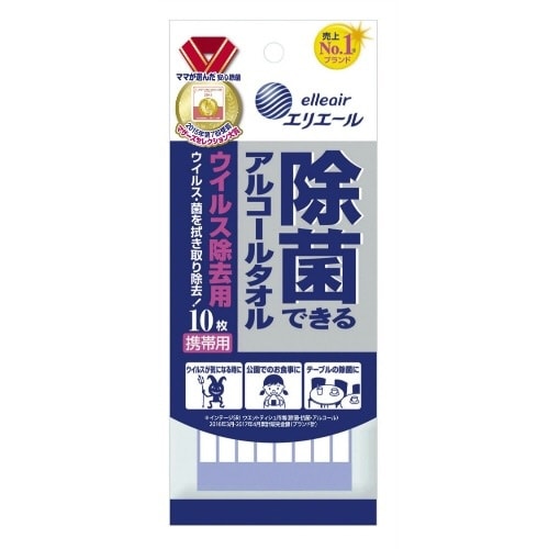 エリエル除菌アルコルタオルウイルス携帯10枚×12