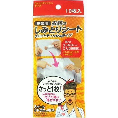 携帯用 衣類のしみとりシート10枚