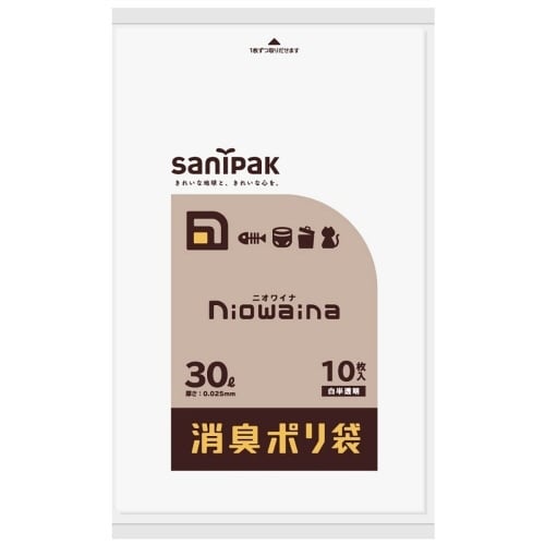 SS30 ニオワイナ消臭袋 白半透明30L10枚