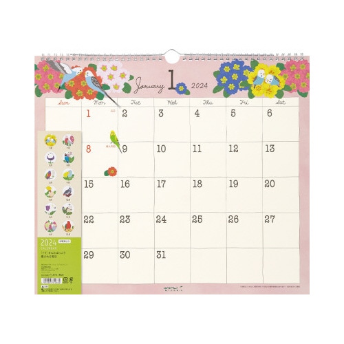 【2024年版】 壁掛カレンダー<L> トリ柄