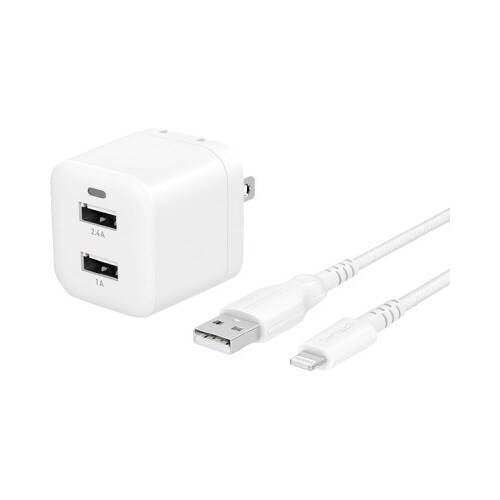 Lightning ケーブル付 2ポートAC充電器