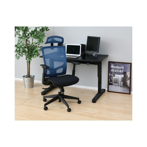 ヘッドレスト付きフルメッシュチェア ブルー