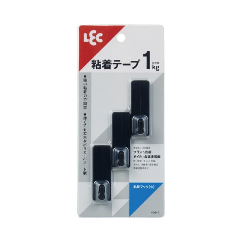 粘着フック(小スリム)3個 ブラック