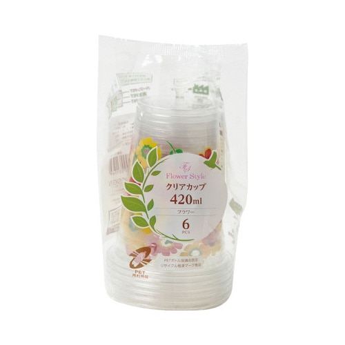 リサイクルフラワークリアカップ420ML6個入×5