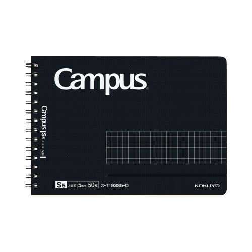 キャンパスツインリング方眼50枚ハーフ 黒10冊