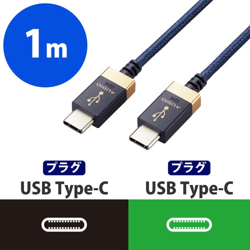 タイプC ケーブル C−C 1m 高耐久 ネイビー