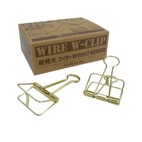 超特大ワイヤーダブルクリップ10Pゴールド