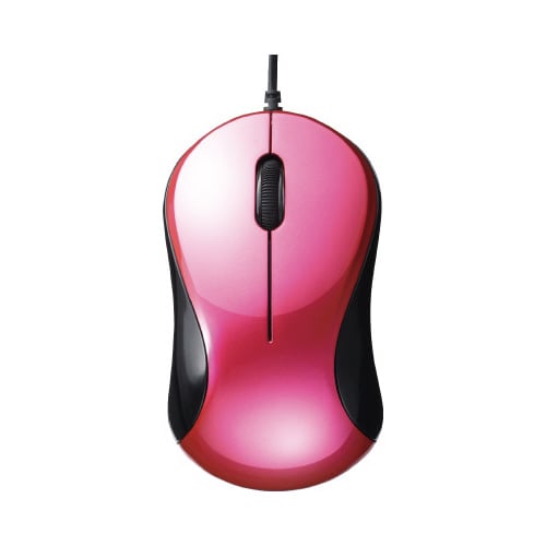 有線 静音 3ボタンマウス ピンク