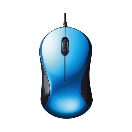 有線 静音 3ボタンマウス ブルー