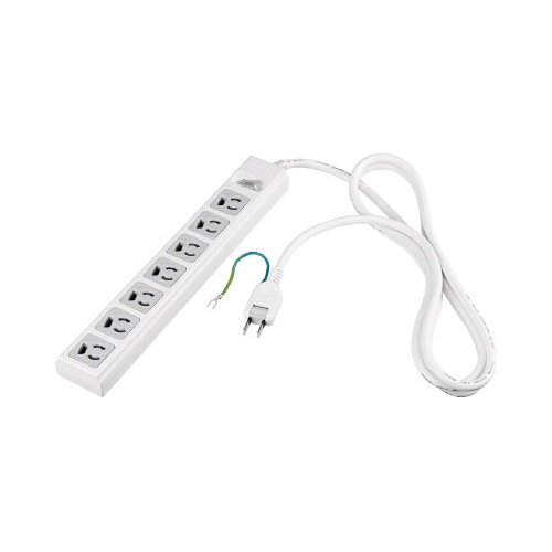 3ピン7個口 集中スイッチ&雷サージ付2mホワイト